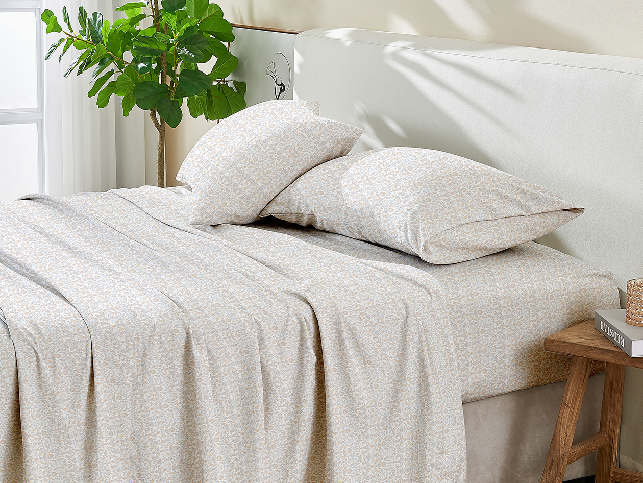 4-Piece Floral Print Microfiber Sheet Set (Floral Yellow/King)