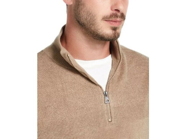 Weatherproof Men's Soft Touch Quarter-Zip Sweater Camel Size 3 Extra Large