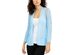 Alfani Women's Mixed-Stitch Open-Front Linen-Blend Cardigan Blue Size Small