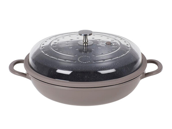 Curtis Stone 4-Quart Cast Aluminum Pan with Glass Lid Grey - Product Image