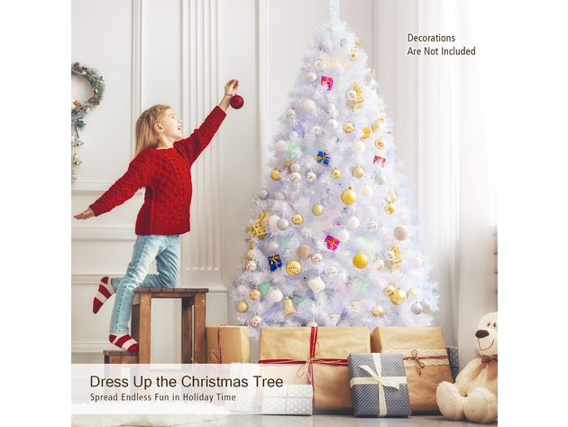7 Foot White Iridescent Tinsel Artificial Christmas Tree with 1156 Branch Tips