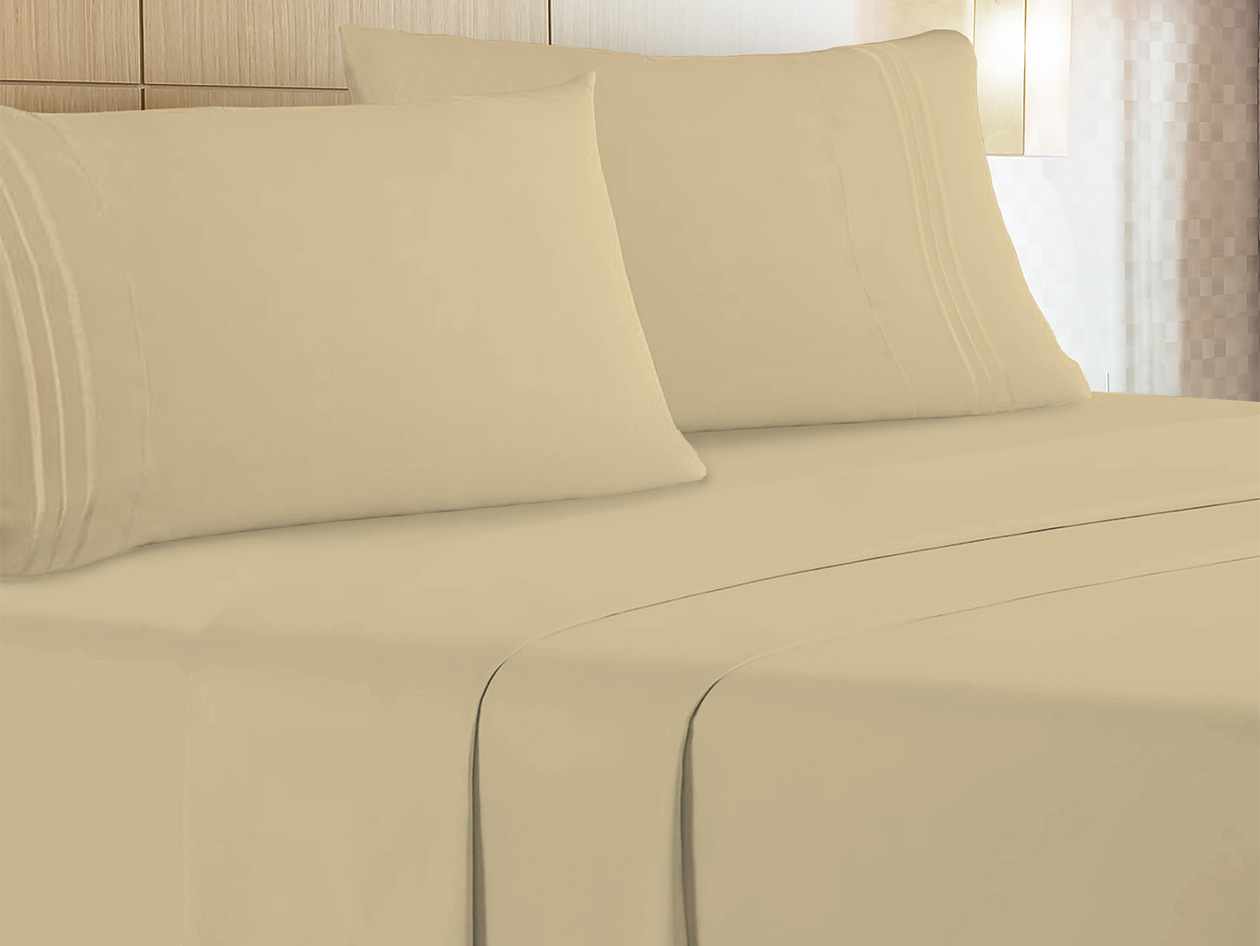 The Luxe 4-Piece Microfiber Bed Sheet Set (Camel/Queen)