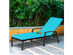 Costway Patio Rattan Lounge Chair Chaise Recliner Back Adjustable Cushioned Turquoise