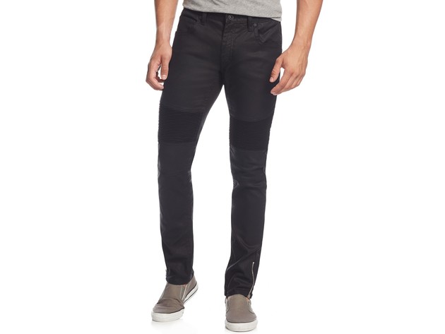 INC International Concepts Men's Skinny-Fit Moto Jeans With Zipper Details  Black Size 36X32