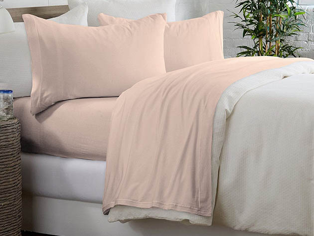 Brooklyn Flat Jersey Knit Sheet Set (Blush/King)