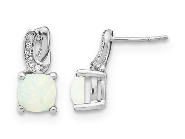 1.70 Carat (ctw) Lab Created Opal Stud Earrings in Sterling Silver