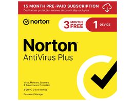 Norton AntiVirus Plus 2GB PC Cloud Backup 1 Device (15-Month Subscription)