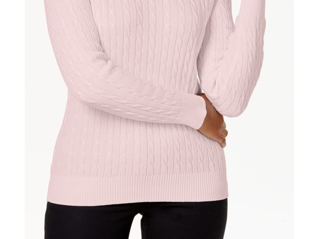 Karen Scott Women's Cable-Knit Crewneck Sweater Pink Size Extra Large