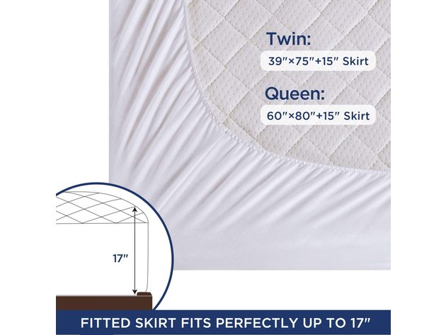 Westinghouse Heated Mattress Pads Dual Temperature Control Electric Bed Warmer White Twin Size 39"x 75" - White