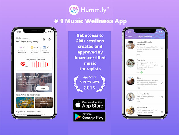 Humm.ly Music Therapy App: 1-Yr Subscription