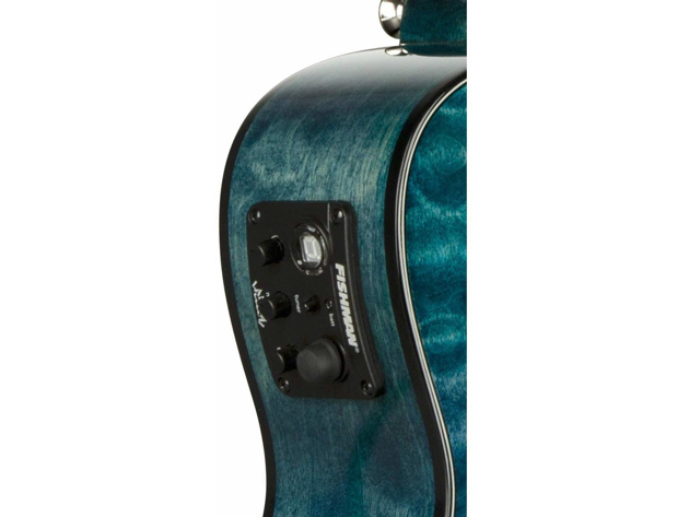 Lanikai Deluxe Grover Chrome OpenBack Tuners Ukulele ABS Body Binding-Blue Stain (Used, No Retail Box)