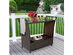 Costway Patio Rattan Bar Serving Cart Wheels Ice Bucket Glass Top Handle Garden - Brown