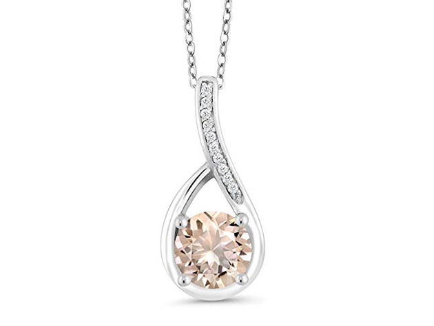 1.60 CTTW Morganite Classic Teardrop Pav'e Necklace