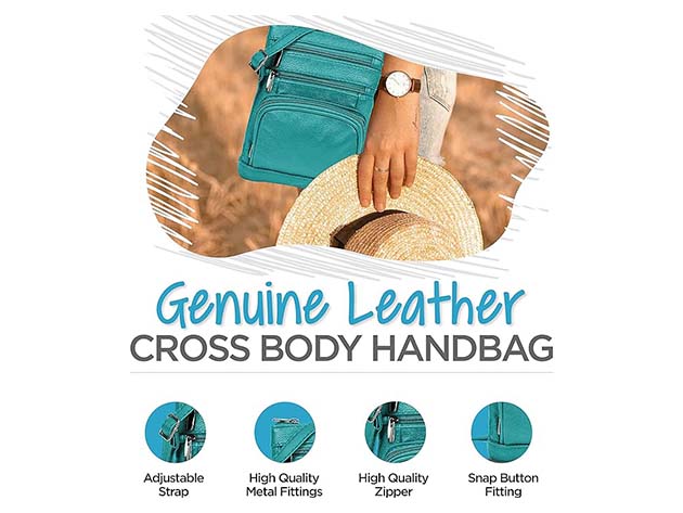 Krediz Leather Crossbody Bag for Women (X-Large/Teal)