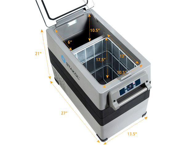 STAKOL 53 Quarts Portable Electric Car Cooler Refrigerator/Freezer Compressor Camping - Grey and Black