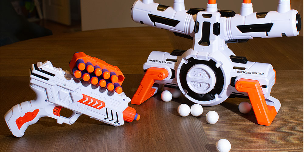 AstroShot Zero G Floating Orbs Target with Dart Blaster Gun & Foam Darts