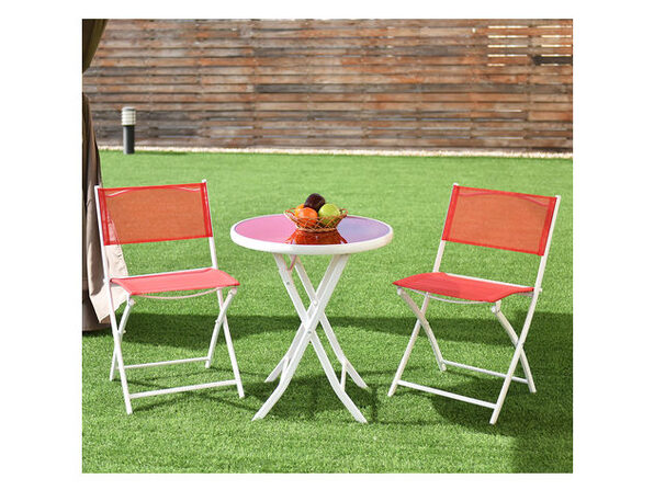 Costway 3 Piece Folding Bistro Table Chairs Set Garden Backyard Patio Furniture Red Stacksocial