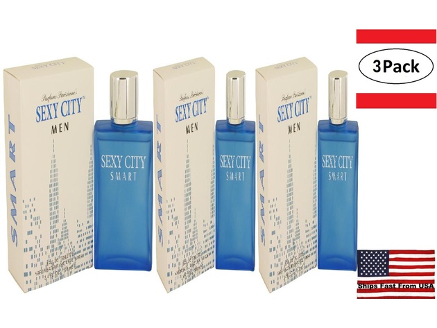 3 Pack Sexy City Smart by Parfums Parisienne Eau De Toilette Spray 3.3 oz for Men