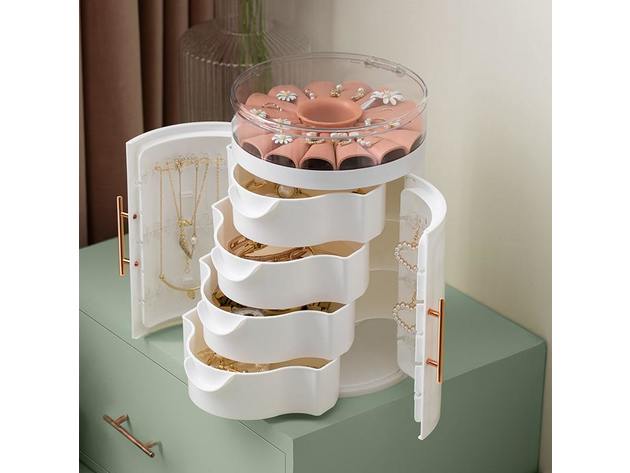 Multi-Layered Jewelry Organizer Tower Cream White