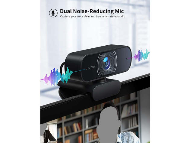 RALENO 1080P Webcam with Dual Built-in Microphones