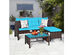 Costway 3 Piece Patio Wicker Rattan Sofa Set Outdoor Sectional Conversation Set Turquoise