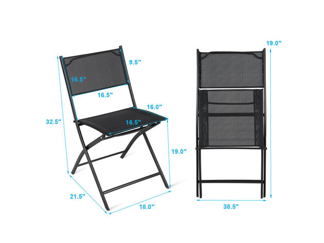 Costway Set of 4 Outdoor Patio Folding Chairs Camping Deck Garden Pool Beach Furniture Black