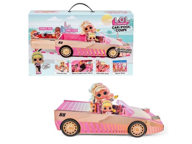L.O.L. Surprise! Car Pool Coupe with Exclusive Doll, Pool and Dance Floor, Multicolor