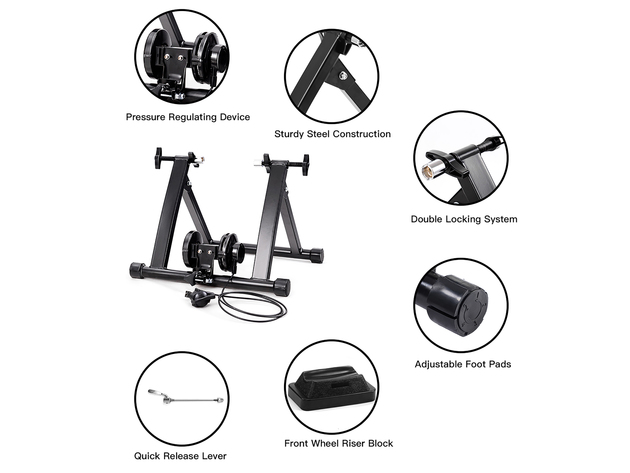 Costway Magnetic Indoor Bicycle Bike Trainer Exercise Stand 8 levels of Resistance - Black