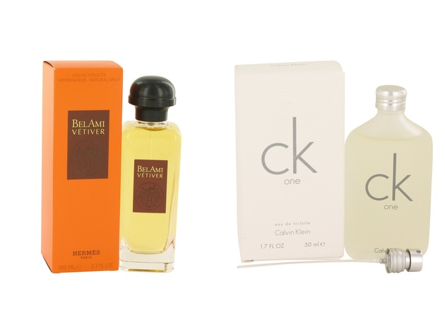 Gift set  Bel Ami Vetiver by Hermes EDT Spray 3.3 oz And  CK ONE EDT Pour/Spray (Unisex) 1.7 oz