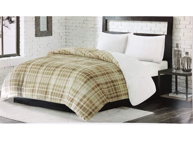 Premier Comfort Reversible Micro Velvet and Sherpa Down Alternative King Comforter