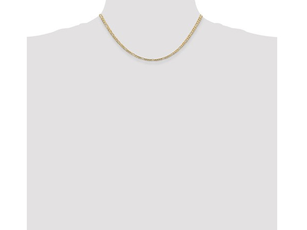 14K Yellow Gold Ladies 3mm Concave Figaro Necklace 16 Inches