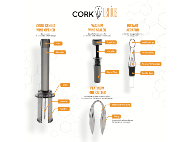 Cork Genius Wine Opener Set 4 Piece Set Wine Accessories Air Pump