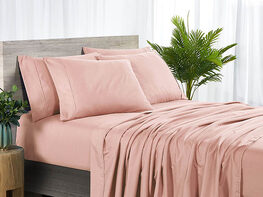 Bamboo 2000 Count 6-Piece Sheet Set with SnugGrip (Blush/Cal King)