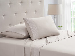 4-Piece Bamboo Blend Waffle Hem Sheet Set (Ivory/King)