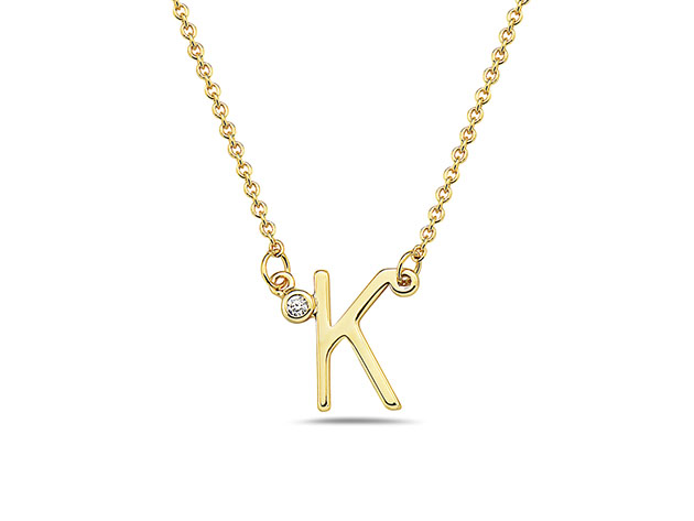 18K Gold-Plated CZ Initial Necklace (K) | Joyus