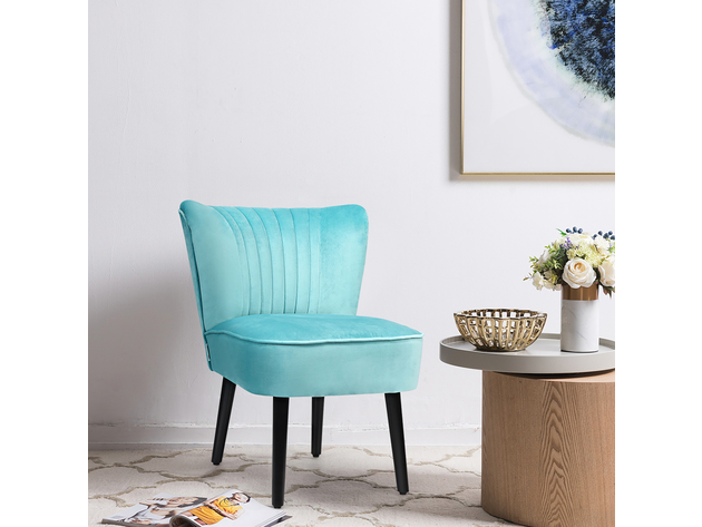 Costway Set of 2 Armless Accent Chair Upholstered Leisure Chair Single Sofa - Turquoise