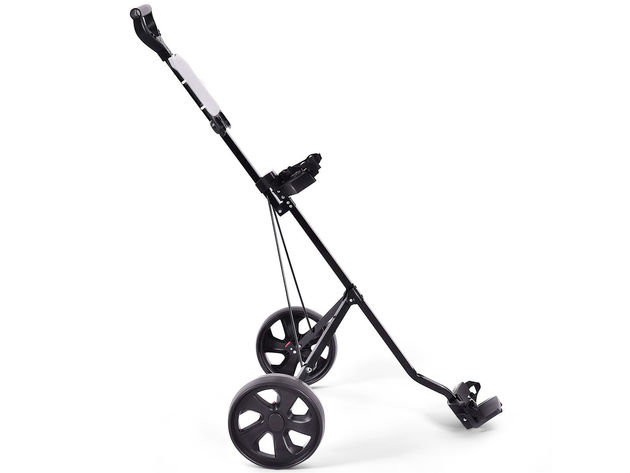 Costway Folding 2 Wheel Push Pull Golf Club Cart Trolley Swivel w/Scoreboard Lightweight - Black