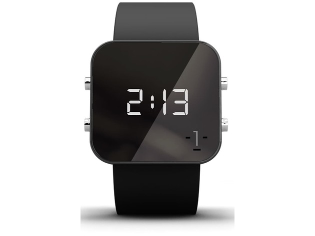 1:Face 'Cancer' Sleek Design Square Digital Watch with Silicone Strap Buckle Closure, Dial: 38mm, Black (New Open Box)