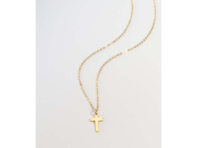 Tiny Cross Necklace - Yellow