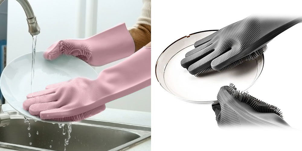 Silicone Dishwashing Gloves with Scrubbers