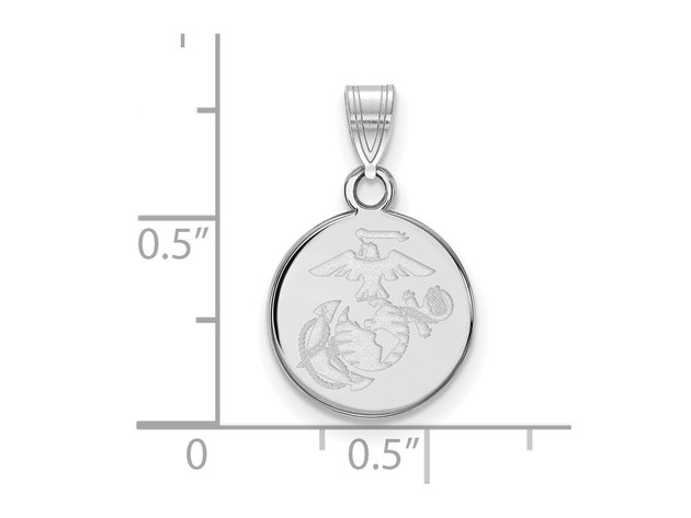10k White Gold Small U.S. Marine Corps Disc Pendant