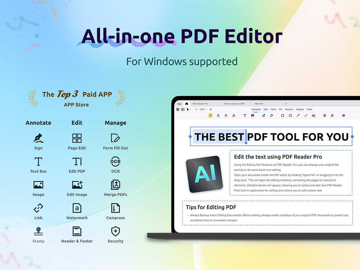 PDF Reader Pro Permanent License: Lifetime Subscription (Windows)
