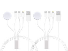 4-in-1 Multi-Port & Apple Watch Charging Cable (White/2-Pack)