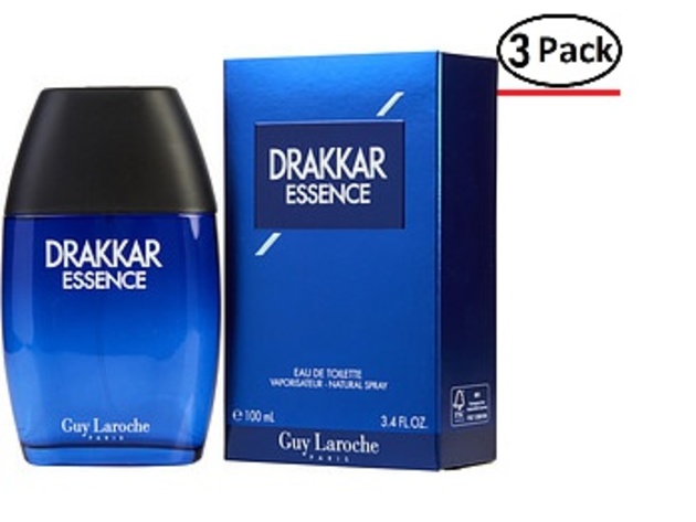 DRAKKAR ESSENCE by Guy Laroche EDT SPRAY 3.4 OZ for MEN ---(Package Of 3)