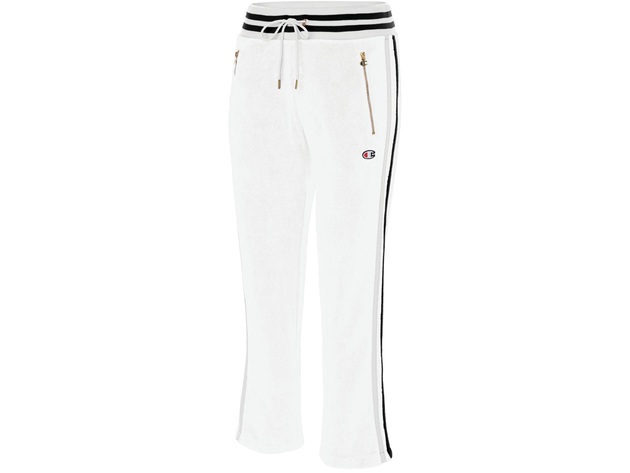 Champion Women's Slim Varsity-Stripe Warm-Up Pants White Size Small