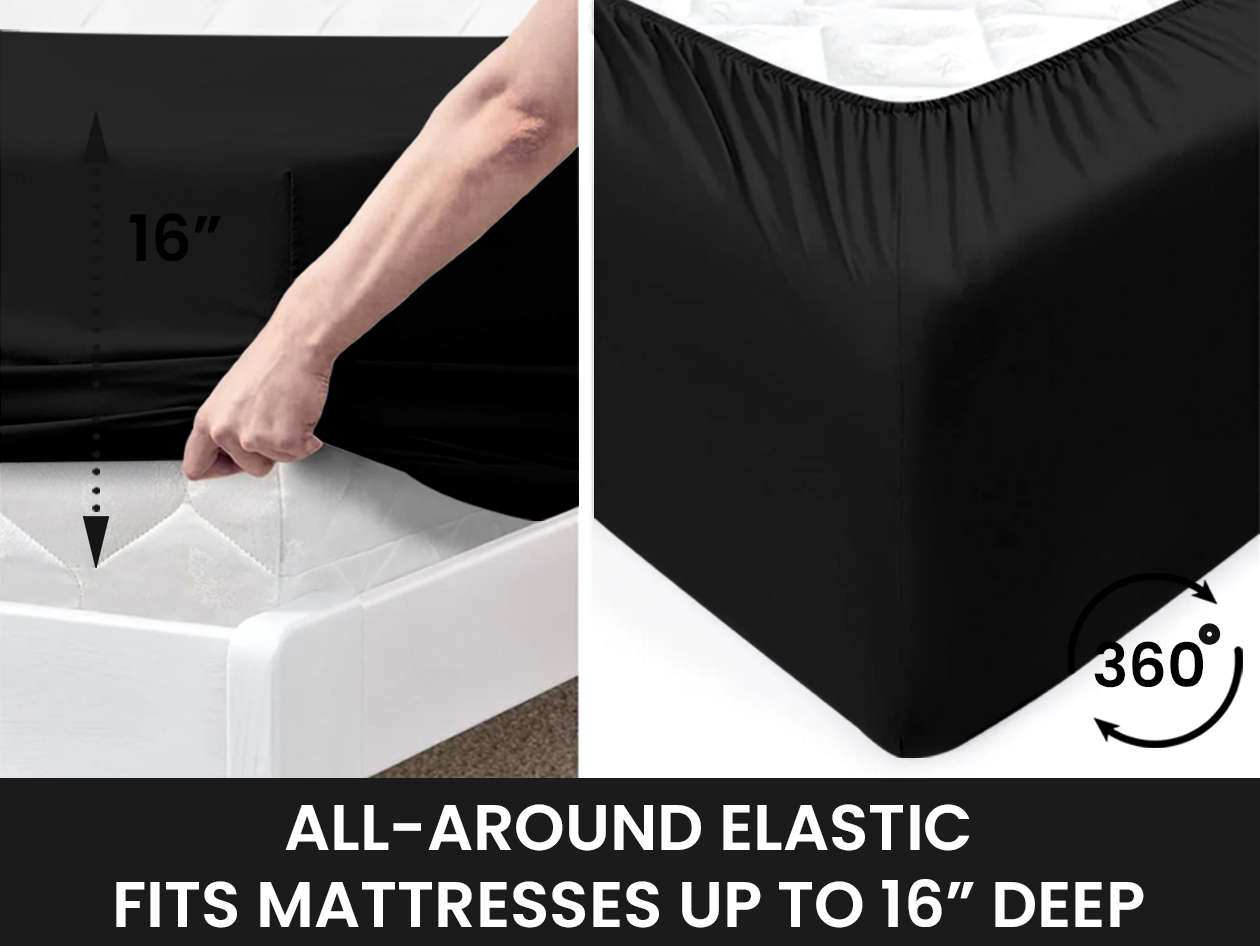 Super-Soft 1800 Series Bamboo Blend 6-Piece Sheet Set (Black/Full)