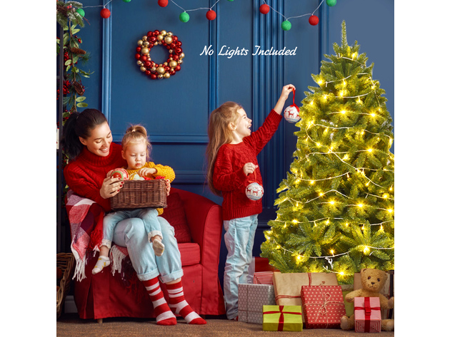 Costway 6ft Premium Hinged Artificial Christmas Fir Tree w/ 1250 Branch Tips - Green