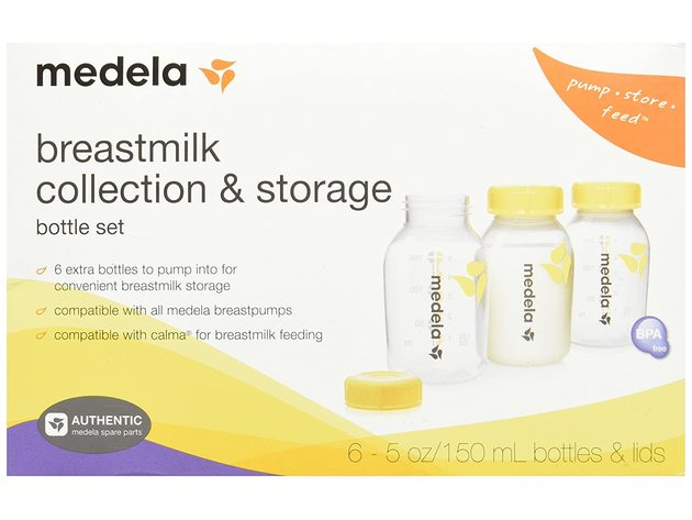 Medela Breast Milk Made Without BPA Collection and Storage Bottles, 5 Ounce, 6 Count