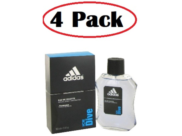4 Pack of Adidas Ice Dive by Adidas Eau De Toilette Spray 3.4 oz