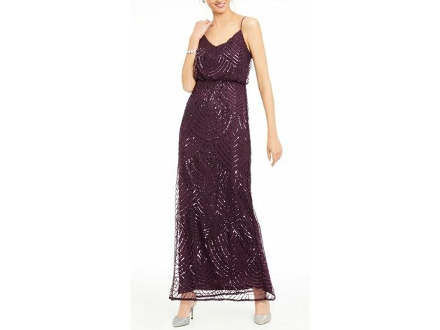 Adrianna Papell Women s Embellished Blouson Gown Purple Size 6 StackSocial